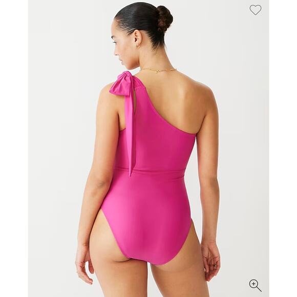 NWT J. Crew 2023 10 Bow One Shoulder One Piece Swimsuit Radiant Fuschia BF170 - Picture 3 of 10
